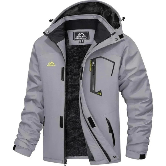 ❤️ Men's Water Resistant Fleece Lined Winter Windproof Warm Snow Ski Jacket Grey - Picture 1 of 7